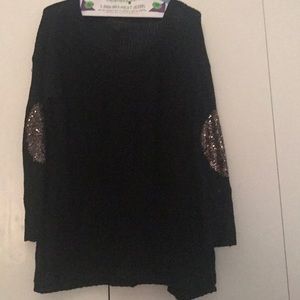 Sparkle elbow patch sweater